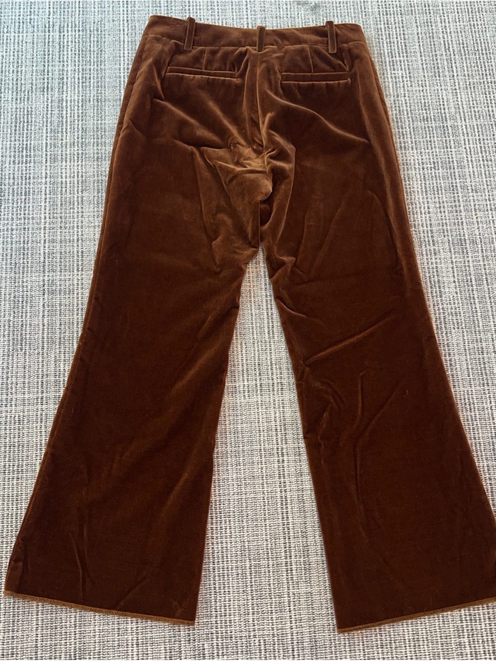 Nili Lotan Derek Cognac/Brown Velvet Flare Mid Rise Cropped Pants - size 8- Nwot - Picture 7 of 10